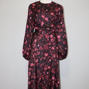 Keepsake the Label | Keepsake Long Sleeve Floral Midi Dress in Black
